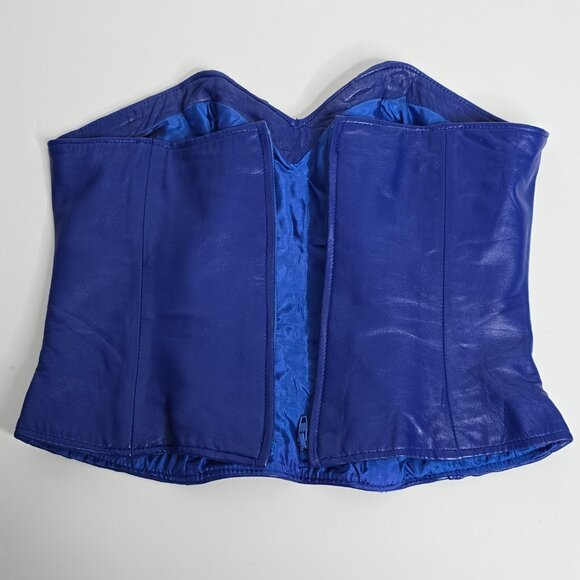 Jean Claude Jitrois Corset Size 38 Top Blue Leather Strapless Made in France - Picture 10 of 10